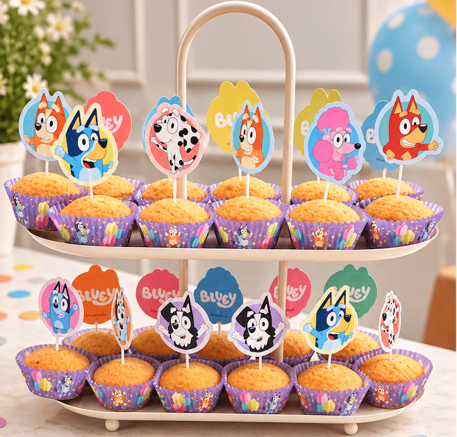 traktatie ideeen Bluey cupcake